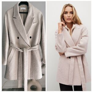 Mango Textured Belted Coat New